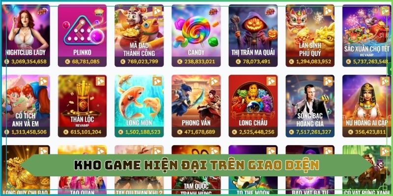 Kho game hiện đại trên giao diện